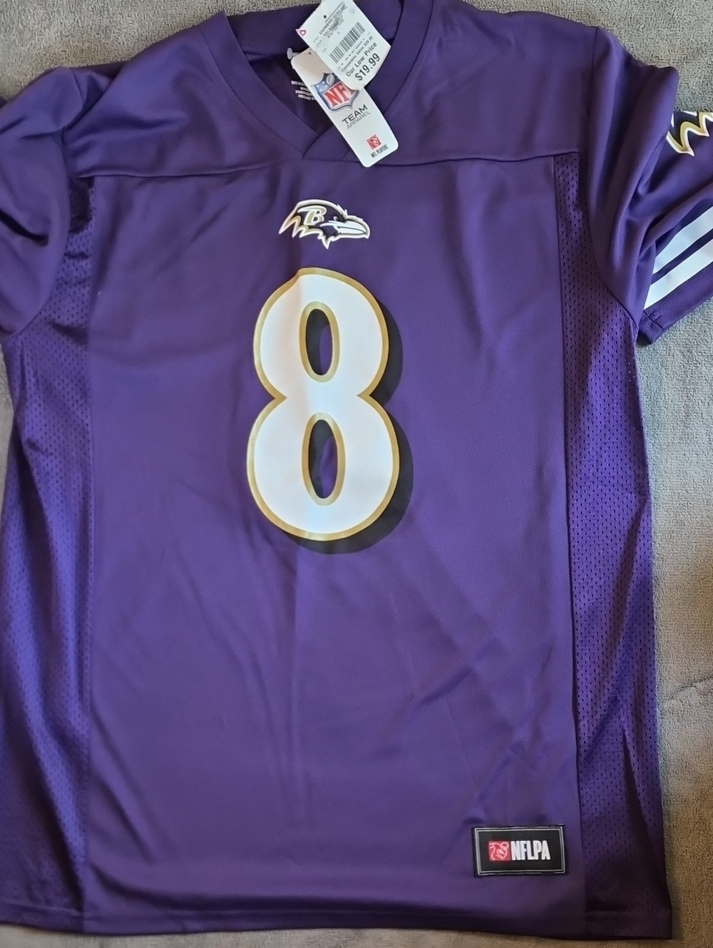 NFL Purple Football Jersey #8 with White and Gold Accents